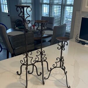 Elegant Brown Metal Candle Holders